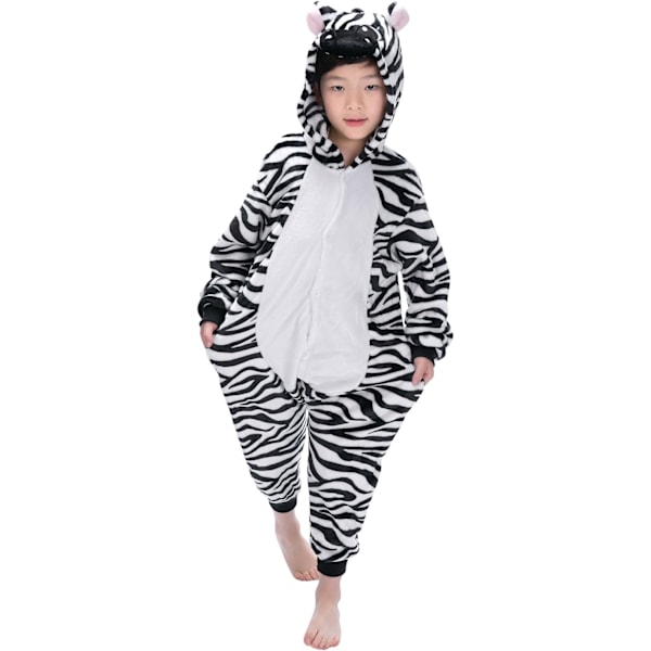 Børne Jumpsuit, Kostume, Dyr, Onesie, Natkjole, Pyjamas, Hoodie, Natøj, Cosplay, Kigurumi, Karnevalskostume, Jul, Halloween Zebra Höjd 100/110 cm