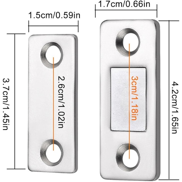 Osynlig Magnetisk Dörrlås - Ultratunn Rostfritt Stål Fångare 15 st