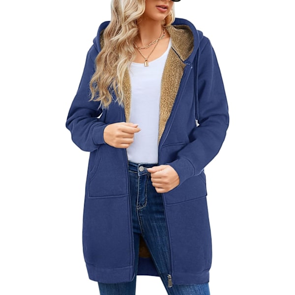 Women's Casual Fleece Hoodie, Long Sleeve Zipper Jacket with 2 Pockets for Autumn