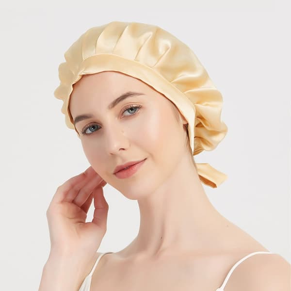 Sovehette for langt hår, 100 % silke marineblå NavyBlue