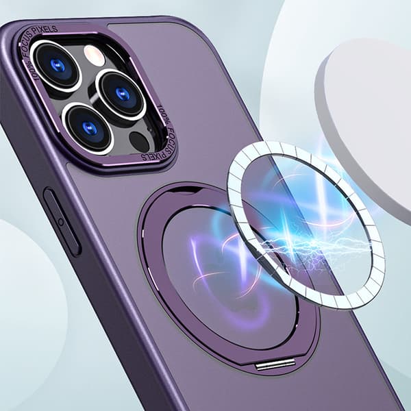 Magnetic Protective Phone Case with Invisible Stand for iPhone Black iPhone 15 Pro Black