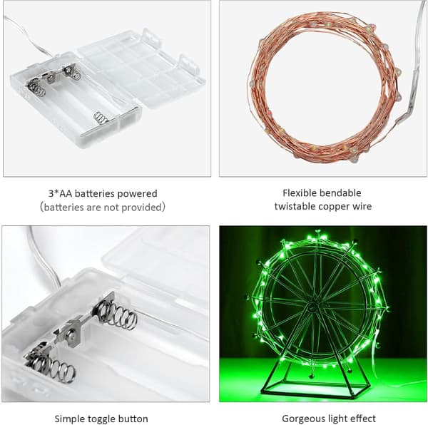 Batteridrivna LED-ljusslingor, 4-pack Mini Batteridrivna Koppar Green_MGF Green 2 Pack
