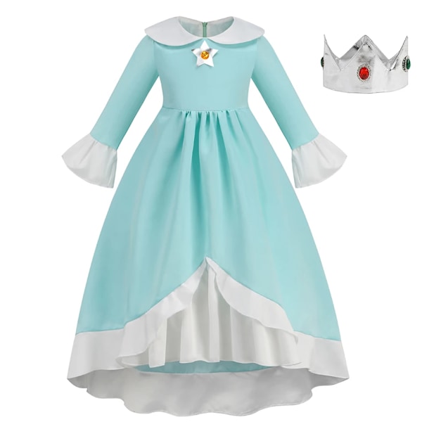 Daisy Prinsessamekko Tytöt Sarjakuva Elokuva Cosplay Puku Kesä Lasten Oranssi Juhla-asu 2-10 Vuotta Halloween Naamiaisasut Rosalina Mekko Rosalina Dress 2T Tag-100