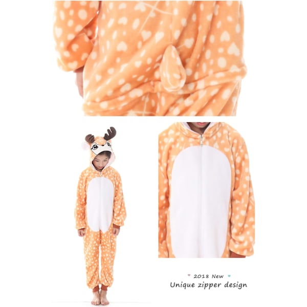 Barn/Unisex Fancy Dress Dyre Kostyme Onesie Pyjamas Jumpsuit Cosplay Kigurumi Jul Halloween Fancy Dress A-älg 130