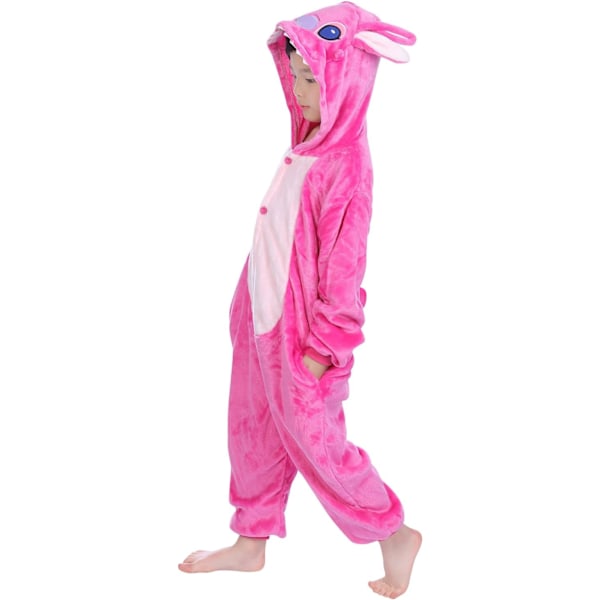 Barn Jumpsuit, Kostym, Djur, Onesie, Nattklänning, Pyjamas, Huvtröja, Nattkläder, Cosplay, Kigurumi, Karnevalskostym, Jul, Halloween Rosa söm Höjd 110/120 cm