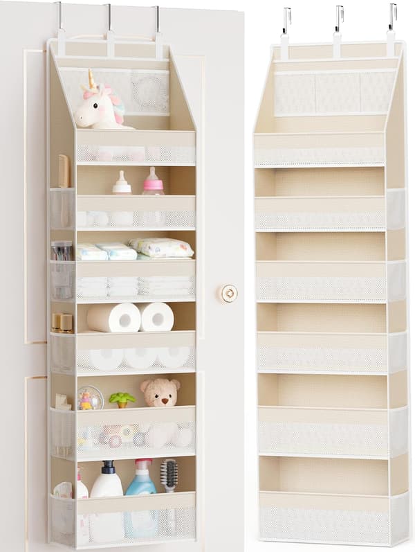 Hængende Dør Organizer - 6 Rum - 13 Netrum - Beige