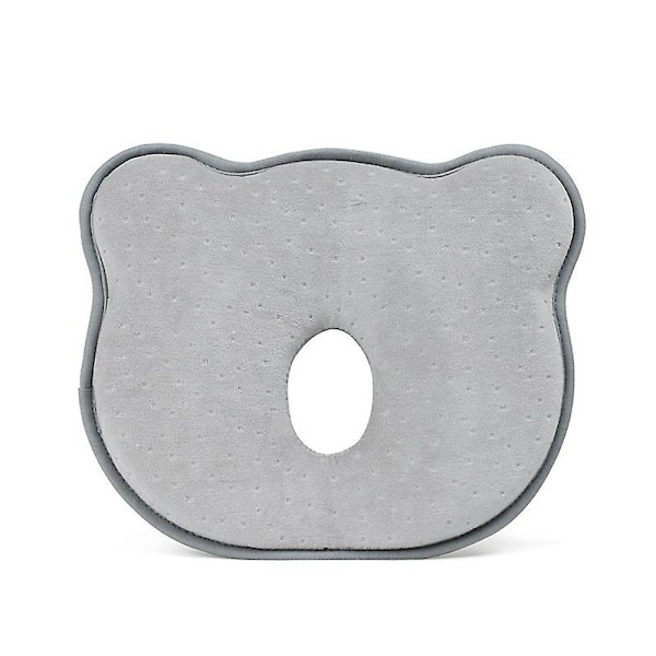 Babypude 3D Memory Foam - Spædbarnspude til at forhindre fladt hoved - Toddler Sleep Head Support Pude til bilstol og barnevogn Grå