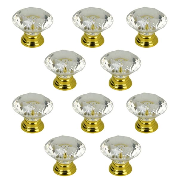 10 x Rund møbelknott Diamantgull_MGF