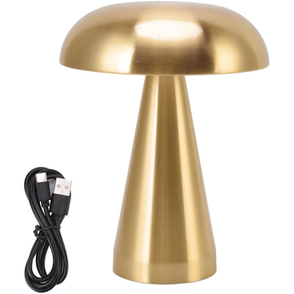 Svampeformet bordlampe i moderne minimalistisk industriel stil, 3 farver, dæmpbar, genopladelig, innovativ touch-lampe i guld