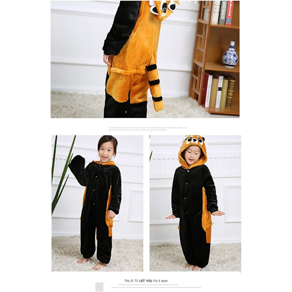 Barn/Unisex Fancy Dress Djurdräkt Onesie Pyjamas Jumpsuit Cosplay Kigurumi Jul Halloween Maskerad Tvättbjörn 120