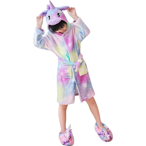 Lasten kylpytakki Kylpytakki 3D Yksisarvinen Huppu, Tytöt Pojat Fleecepuku Pehmeä Kigurumi Piirretty Aamupuku Kotitakki Yöasu Pyjamat Taskut C-enhörning7 120