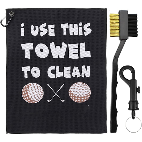 Funny Golf Towel Set - Golf Club Brush, Microfiber Towel with Clip for Cleaning