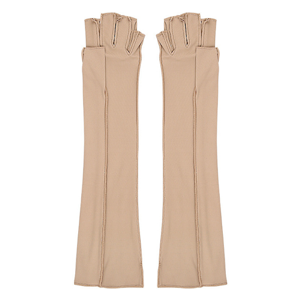Long Compression Gloves with Half-Finger Design Yellow Yellow