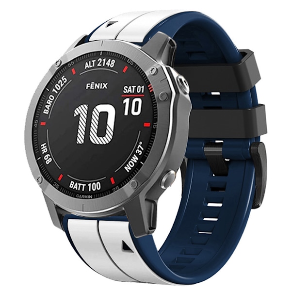 26 mm silikon armbånd for Garmin Fenix 6X/Fenix7X/7X pro, COROS Vit Hvid