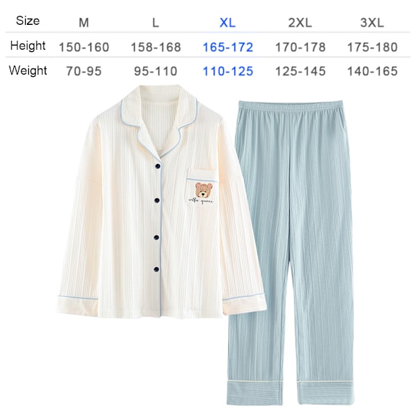 Pyjama naisille ohutta puuvillaa, pitkähihainen