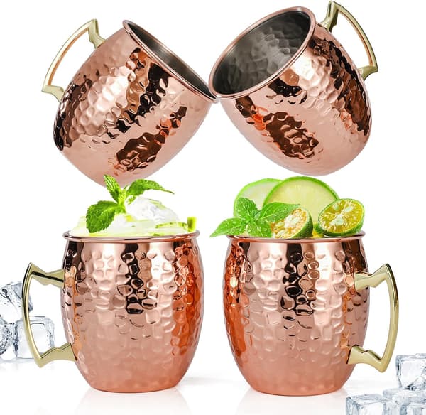 Moscow Mule -mukisetti - 4 kpl - 500 ml - vasaroitu kuparinäkö