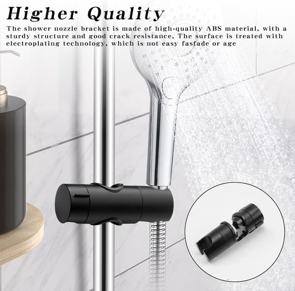 Dusjhodeholder - Justerbart Universal svart Hånd For stenger 20-25 mm - Høy kvalitet_yu