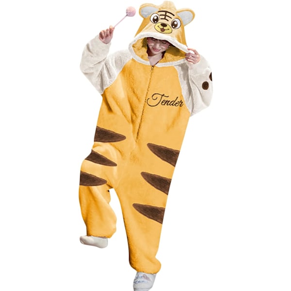 Unisex vuxen jumpsuit, djurdräkt onesie, nattklänning, pyjamas, hoodie, sovkläder, cosplay, kartong nattkostymer fest, halloween herr tigger XXL