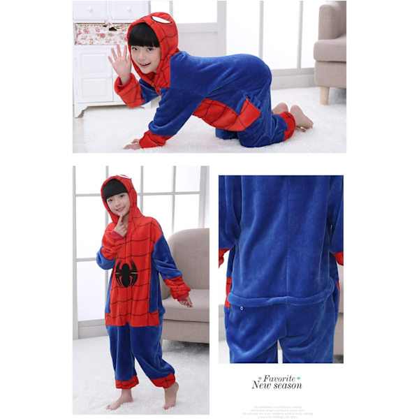 Barn unisex jumpsuit, 2023 kostymdjur onesie nattklänning pyjamas huvtröja cosplay kigurumi nattkläder jul halloween Spiderman23 100