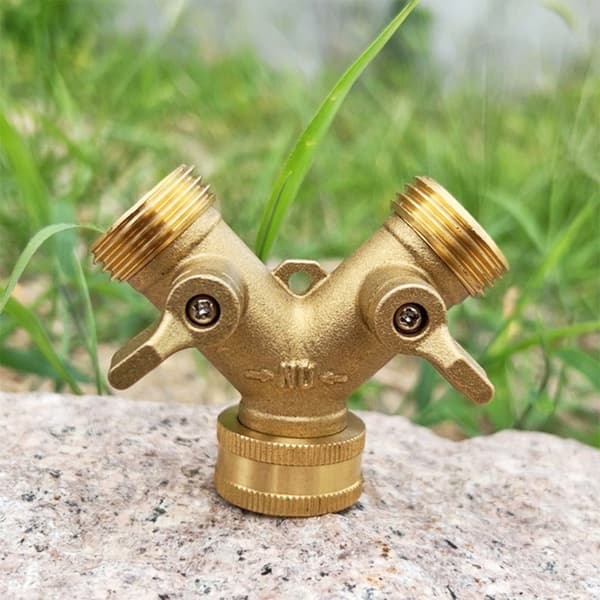 Brass Y-Hose Connector 3/4 inch - Garden Hose Splitter Model 2