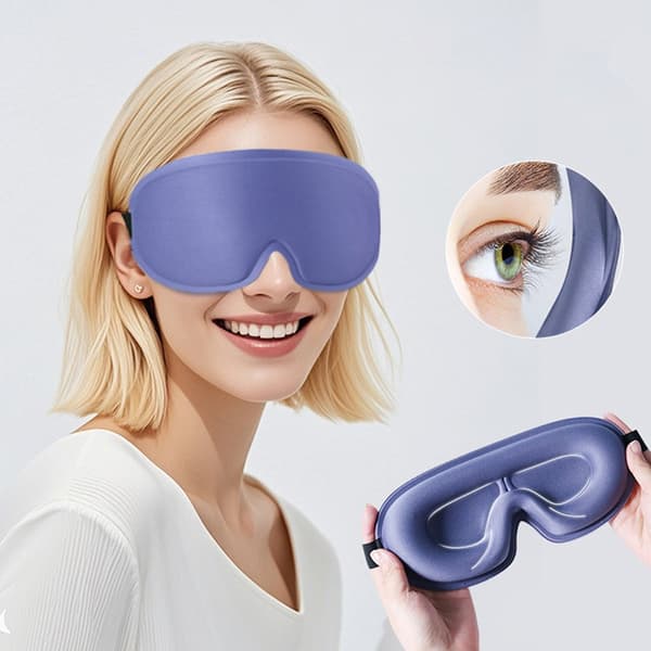 3D-øjenmaske til søvn – Blød, behagelig og justerbar for totalt mørke og afslappende søvn Lilla Purple