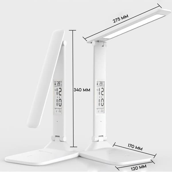 LED-skrivebordslampe med display, kontorlampe, ur, temperatur, skolelampe_MGF