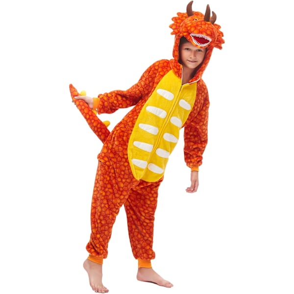 Barn unisex jumpsuits, 2023 kostyme dyreonesie nattkjole pyjamas hettegenser cosplay kigurum nattøy jul Halloween reddinosaur 140