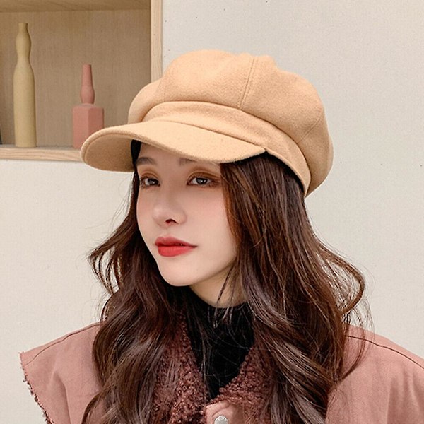 Dam Vintage Baker Boy Keps Platt Keps Basker Hatt Vinter Newsboy Hatt db Camel