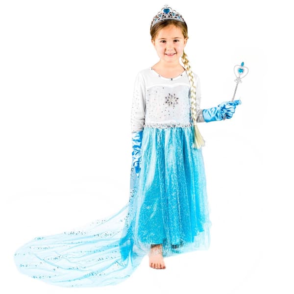 Elsa kostym maskerad karneval prinsessklänning flicka bal_MGF