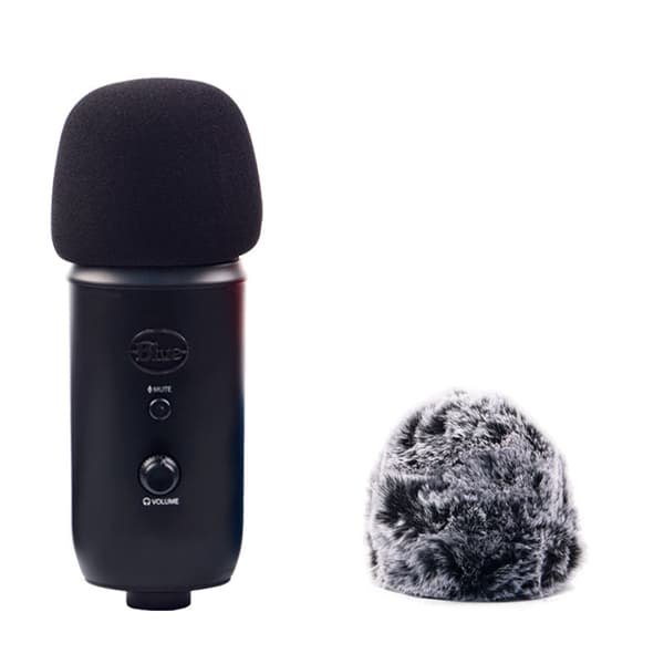 Mikrofonovertræk i skumgummi, gråt lodnet vindfang til Blue Yeti/Pro