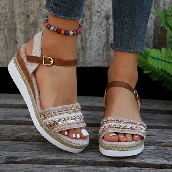 Kilklackssandaler för damer, modeskor för sommaren beige 37