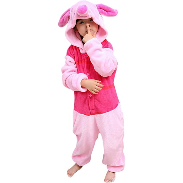 Unisex børnejumpsuits, 2023 kostume dyreonesie natkjole pyjamas hættede nattøj cosplay kigurumi nattøj jul halloween Smågrisslit 140