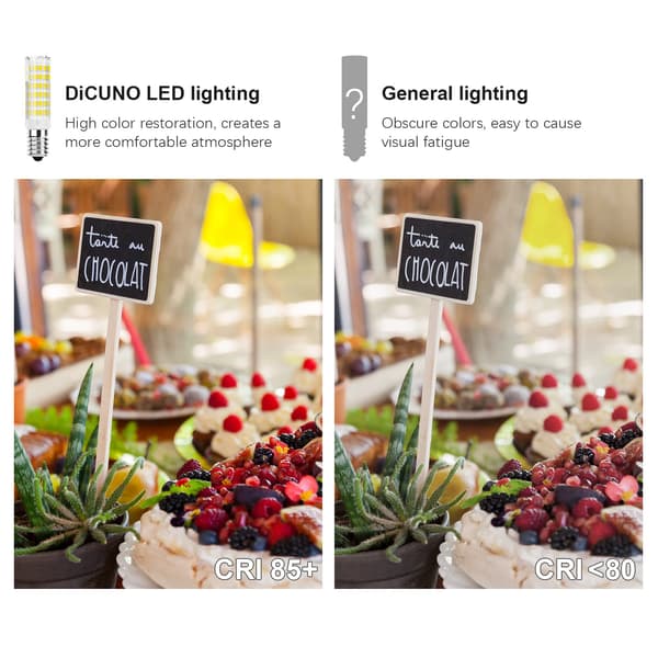 E14 LED Lampa Köksfläkt 7W, Kallvit(6000K), Ej Dimbar, Liten Edisonsockel för Kylskåp/Köksfläkt/Husbelysning, 2-pack_MGF