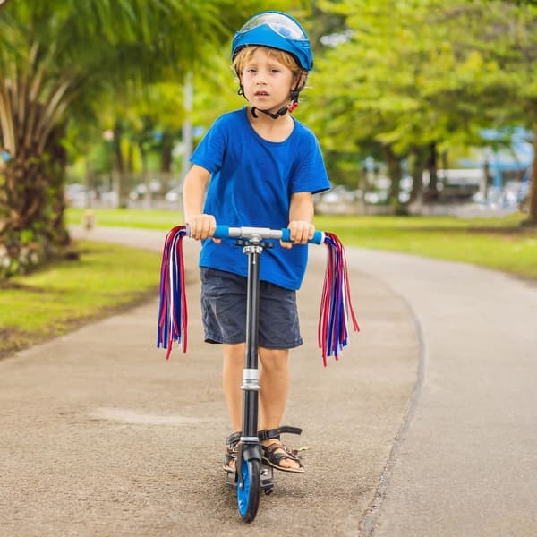 1 par cykelstreamers - tofsar för barncykel, sparkcykel, trehjuling - 28 cm - blå och vit