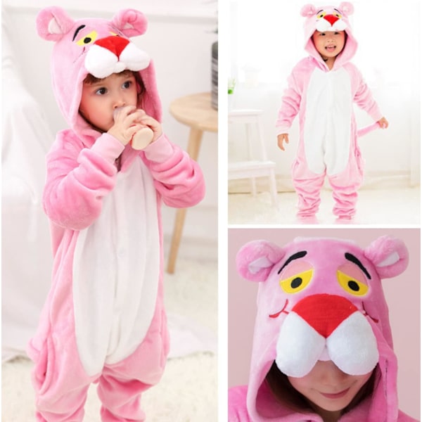 Barn unisex jumpsuits, 2023 kostyme dyreonesie nattkjole pyjamas hettegenser cosplay kigurum nattøy jul Halloween pinkleopard 100