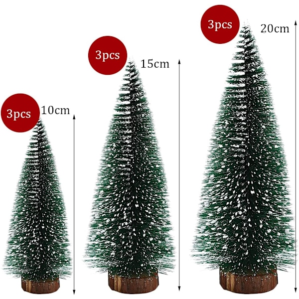 HONGECB Mini Grön Julgran med Träbas, Konstgjord Bordsgran, 3 Storlekar Tillgängliga b