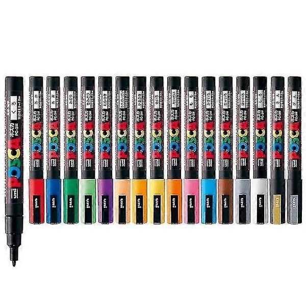 Uni Posca PC 3M Ekstra Fin Malertusch Vandbaseret 0,9-1,3 mm til Kunst Tegning og Håndværk Sort black