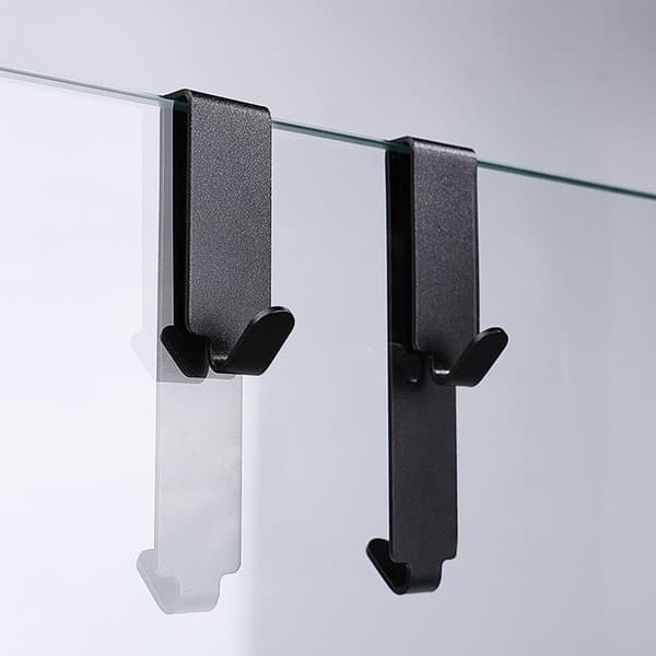 2-pack Double-Sided Frameless Hooks - Perfect for Shower Doors and Bathrooms - Easy Installation Black Black