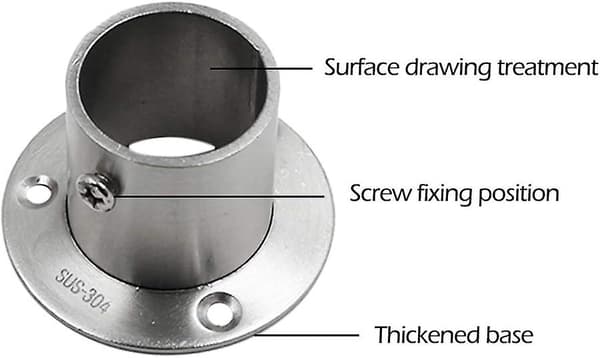 Flangeholder til garderobestang i rustfrit stål, bruseforhængsstik, konsolstøtte til rør, 4-pak (diameter 32 mm/1,25 tommer)_MGF