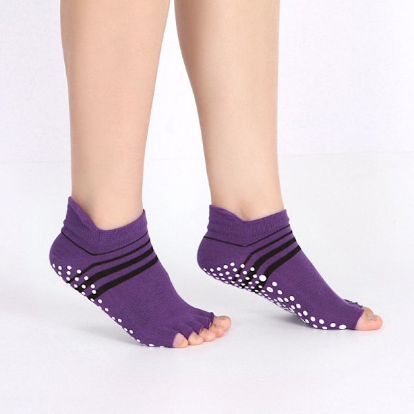 Femtåiga Yogasockor med Halv/Hel Tå Anti-Halk Grepp Inomhussockor half toe green