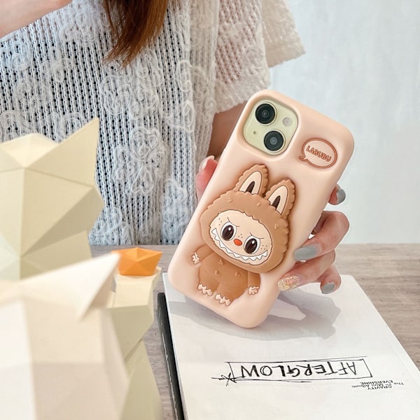 Passar iPhone XS till iPhone 16 roligt mobilskal, tecknad labubu för kvinnor och flickor, beige Beige iphone7plus/8plus