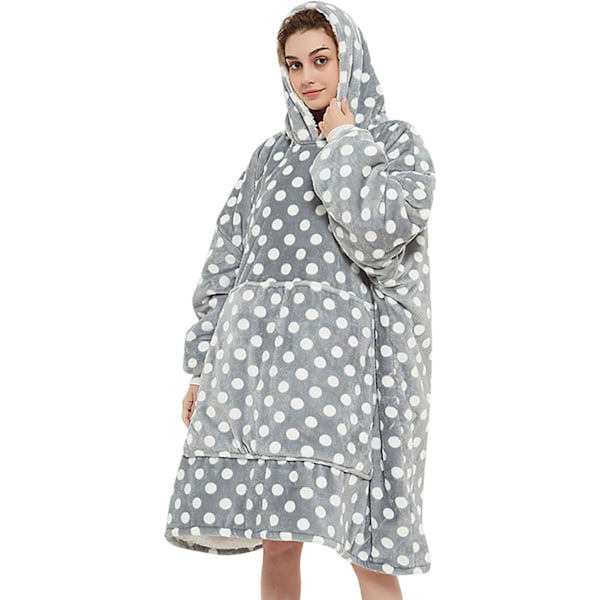 Unisex Filtgenser med hette, Vintervarm Myk Oversized Sherpa Hettegenser Bærbar Filt Badekåpe Nattskjorte Nattskjorter Nattøy Pyjamas for Menn Kvinner