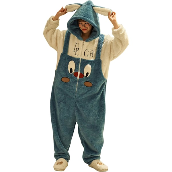 Naisten ja miesten onesiet, Kigurumi-onesiet, pyjama, fleece, eläin, haalari, unipuku, Halloween-asu, joulu, cosplay ja juhliin Kvinnor - Blå M