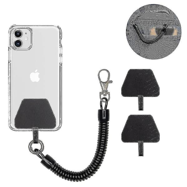 Mobiltelefon Lanyard Tether Med Patch, Universel Smartphone Håndledsrem, Inklusive 1 stk Telefonkæde Snor Og 2 stk Telefon Tether Flapper_MGF