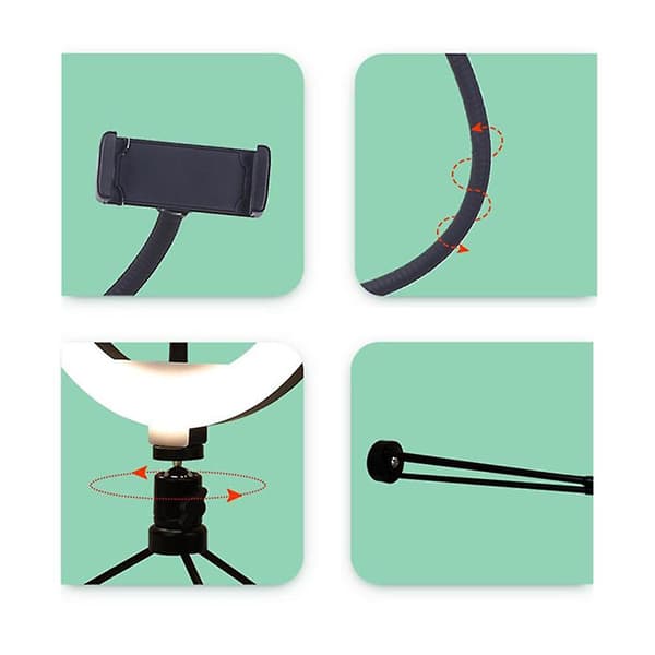 10 \" Ring Selfie Lampe Dæmpbar m/ Stativ Skrivebord LED til Belysning Youtube Video_MGF