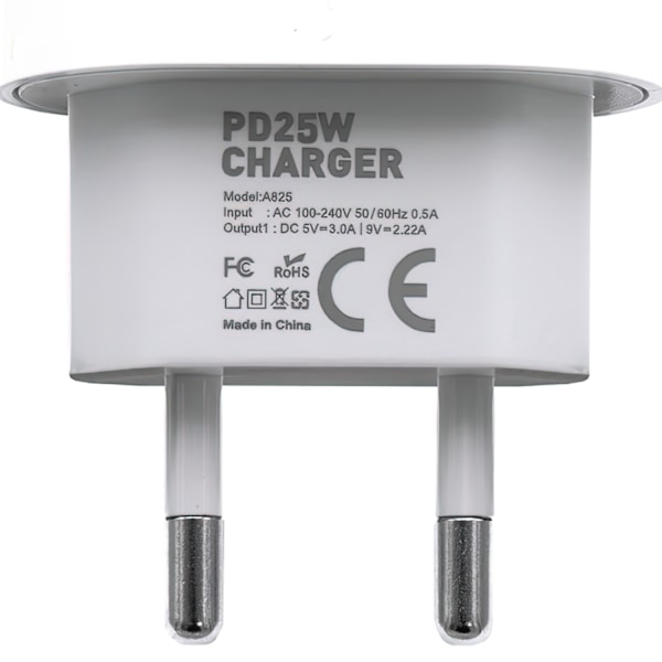 Oplader 25W iPhone/Samsung - Strømadapter - USB-C - Hurtigoplader_MGF White