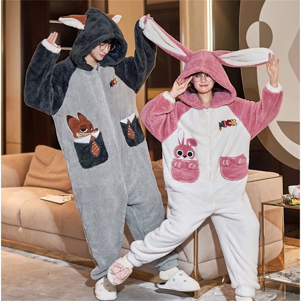 Aikuisten unisex-hyppyhaalareita, eläinpuku-onesie, yöpaita, pyjama, huppari, yöasu, cosplay, pahvilaisten yöasuja juhliin, halloween herr fox XXL