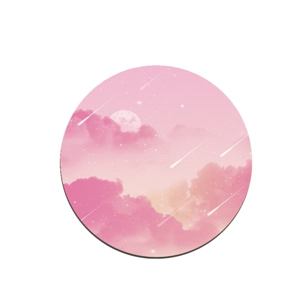 Rund musematte med sydde kanter Rosa L Pink L