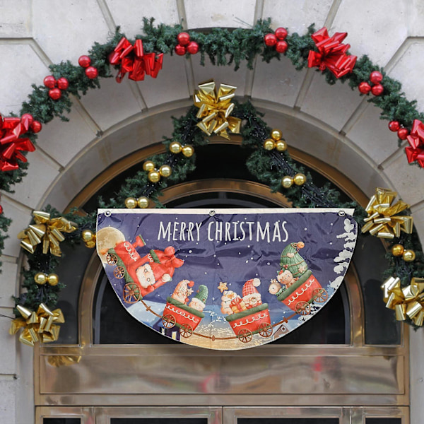 Halv Fan Flag Banner Juleflag Udendørs Vimpelbanner Til Udendørs Juleferiefest Have Terrasse Dekoration