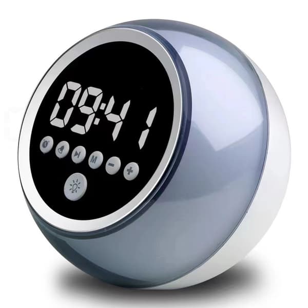 Alarm Clock Bluetooth Speaker Dimmable FM Radio Timer Function Grey_MGF grå